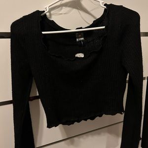 Black long sleeve crop top, brand new.